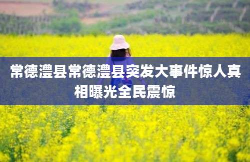 常德澧县常德澧县突发大事件惊人真相曝光全民震惊