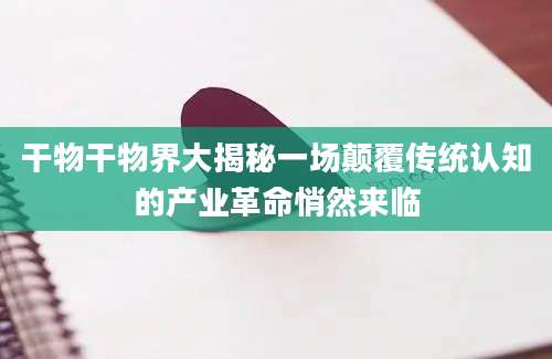 干物干物界大揭秘一场颠覆传统认知的产业革命悄然来临