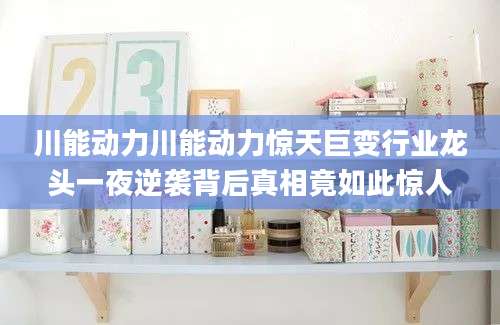 川能动力川能动力惊天巨变行业龙头一夜逆袭背后真相竟如此惊人
