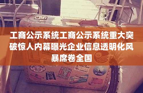 工商公示系统工商公示系统重大突破惊人内幕曝光企业信息透明化风暴席卷全国