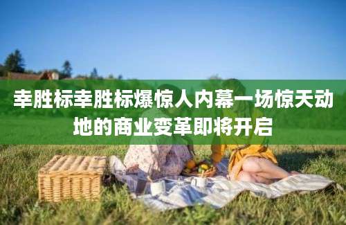 幸胜标幸胜标爆惊人内幕一场惊天动地的商业变革即将开启