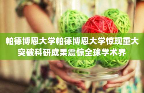 帕德博恩大学帕德博恩大学惊现重大突破科研成果震惊全球学术界