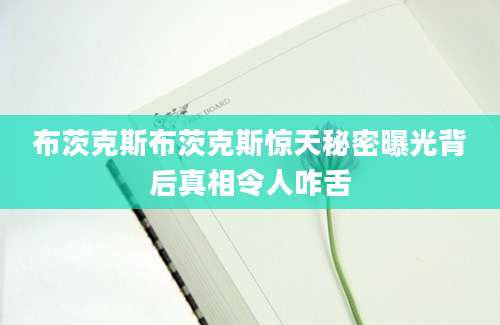 布茨克斯布茨克斯惊天秘密曝光背后真相令人咋舌