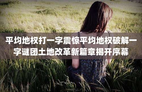 平均地权打一字震惊平均地权破解一字谜团土地改革新篇章揭开序幕