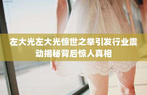 左大光左大光惊世之举引发行业震动揭秘背后惊人真相