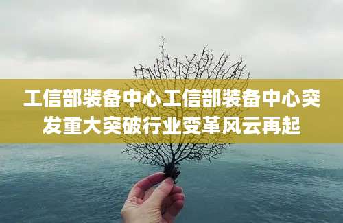 工信部装备中心工信部装备中心突发重大突破行业变革风云再起