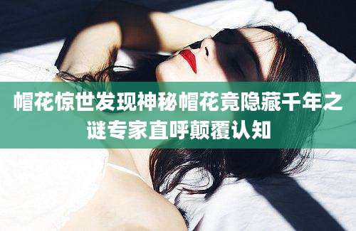 帽花惊世发现神秘帽花竟隐藏千年之谜专家直呼颠覆认知