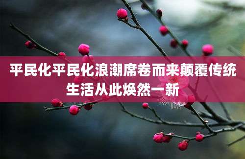 平民化平民化浪潮席卷而来颠覆传统生活从此焕然一新