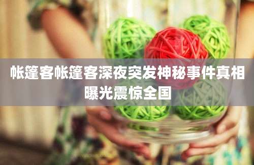帐篷客帐篷客深夜突发神秘事件真相曝光震惊全国