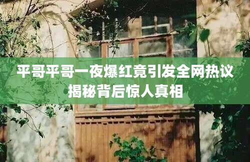 平哥平哥一夜爆红竟引发全网热议揭秘背后惊人真相