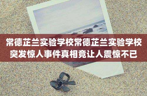 常德芷兰实验学校常德芷兰实验学校突发惊人事件真相竟让人震惊不已