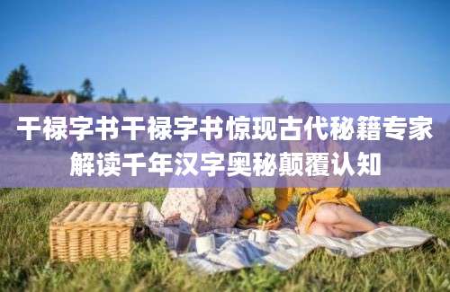 干禄字书干禄字书惊现古代秘籍专家解读千年汉字奥秘颠覆认知