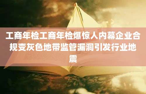 工商年检工商年检爆惊人内幕企业合规变灰色地带监管漏洞引发行业地震