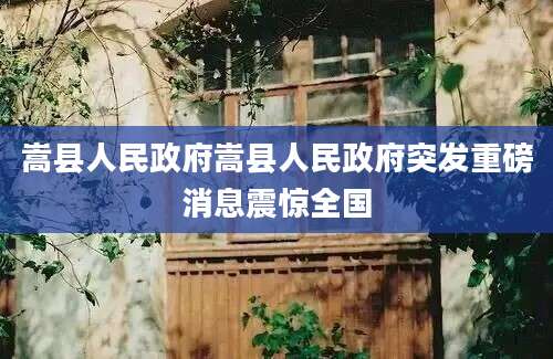 嵩县人民政府嵩县人民政府突发重磅消息震惊全国