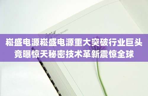 崧盛电源崧盛电源重大突破行业巨头竟曝惊天秘密技术革新震惊全球
