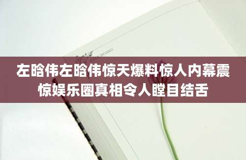 左晗伟左晗伟惊天爆料惊人内幕震惊娱乐圈真相令人瞠目结舌