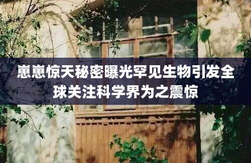 崽崽惊天秘密曝光罕见生物引发全球关注科学界为之震惊