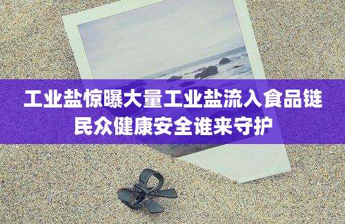 工业盐惊曝大量工业盐流入食品链民众健康安全谁来守护