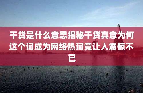 干货是什么意思揭秘干货真意为何这个词成为网络热词竟让人震惊不已