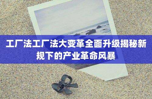 工厂法工厂法大变革全面升级揭秘新规下的产业革命风暴