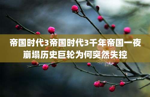 帝国时代3帝国时代3千年帝国一夜崩塌历史巨轮为何突然失控