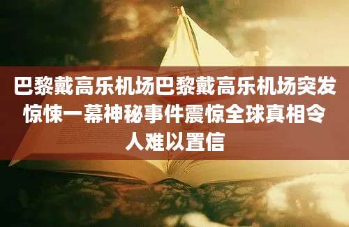 巴黎戴高乐机场巴黎戴高乐机场突发惊悚一幕神秘事件震惊全球真相令人难以置信