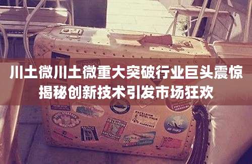 川土微川土微重大突破行业巨头震惊揭秘创新技术引发市场狂欢