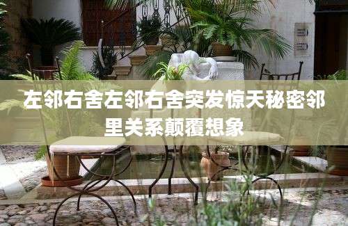 左邻右舍左邻右舍突发惊天秘密邻里关系颠覆想象