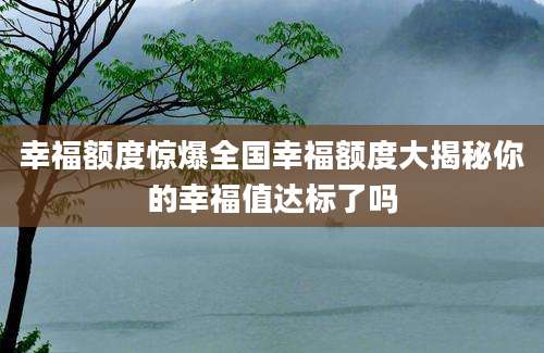 幸福额度惊爆全国幸福额度大揭秘你的幸福值达标了吗