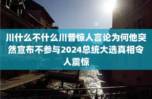 川什么不什么川普惊人言论为何他突然宣布不参与2024总统大选真相令人震惊