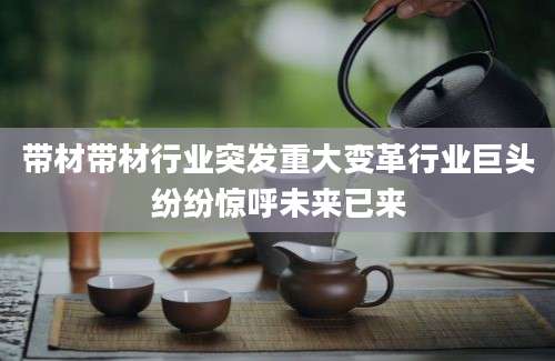 带材带材行业突发重大变革行业巨头纷纷惊呼未来已来