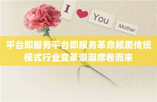 平台即服务平台即服务革命颠覆传统模式行业变革浪潮席卷而来