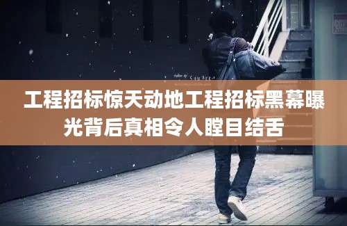 工程招标惊天动地工程招标黑幕曝光背后真相令人瞠目结舌