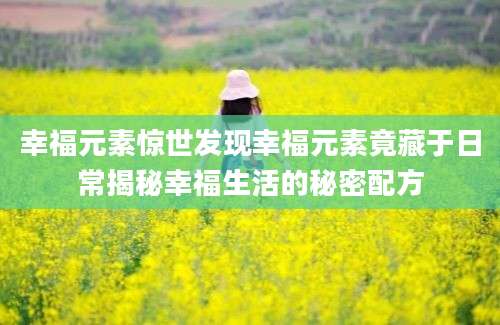 幸福元素惊世发现幸福元素竟藏于日常揭秘幸福生活的秘密配方