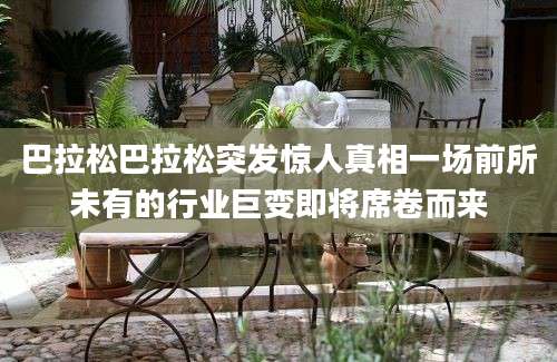 巴拉松巴拉松突发惊人真相一场前所未有的行业巨变即将席卷而来