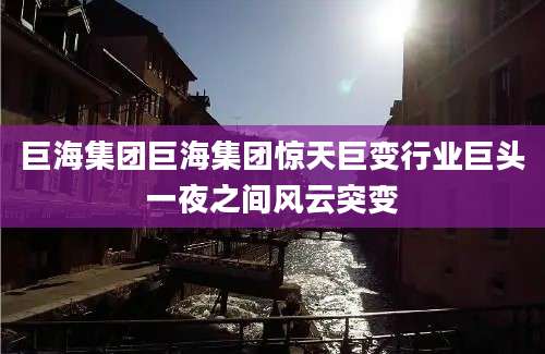 巨海集团巨海集团惊天巨变行业巨头一夜之间风云突变