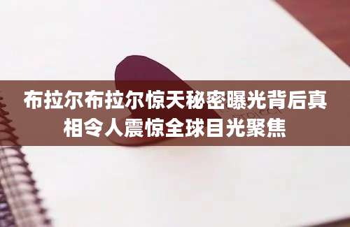 布拉尔布拉尔惊天秘密曝光背后真相令人震惊全球目光聚焦