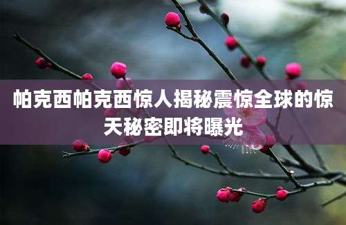 帕克西帕克西惊人揭秘震惊全球的惊天秘密即将曝光