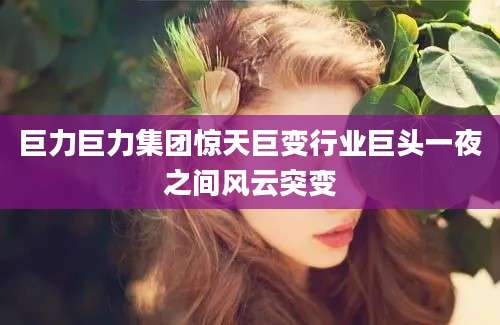 巨力巨力集团惊天巨变行业巨头一夜之间风云突变