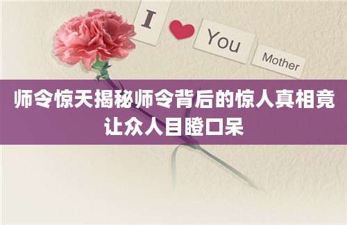 师令惊天揭秘师令背后的惊人真相竟让众人目瞪口呆