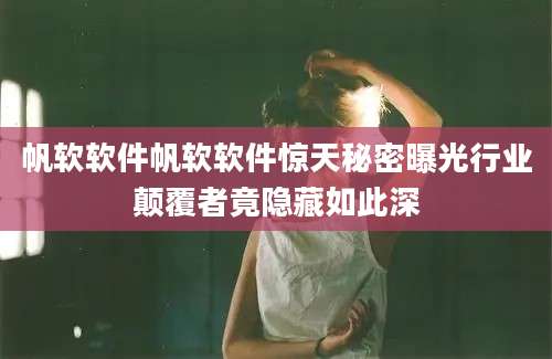 帆软软件帆软软件惊天秘密曝光行业颠覆者竟隐藏如此深