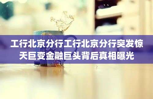 工行北京分行工行北京分行突发惊天巨变金融巨头背后真相曝光