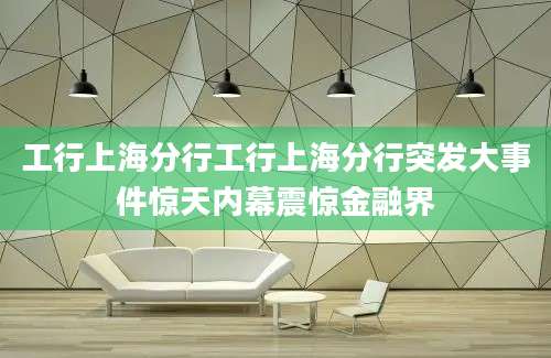 工行上海分行工行上海分行突发大事件惊天内幕震惊金融界