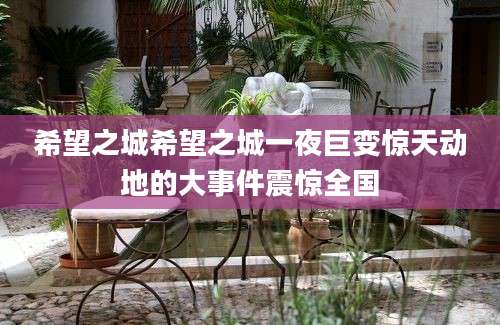 希望之城希望之城一夜巨变惊天动地的大事件震惊全国