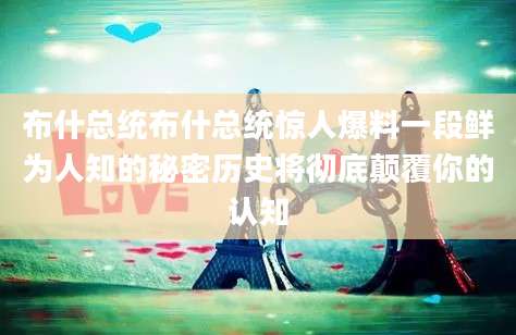 布什总统布什总统惊人爆料一段鲜为人知的秘密历史将彻底颠覆你的认知