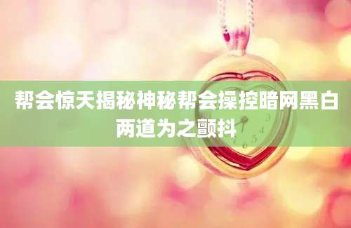 帮会惊天揭秘神秘帮会操控暗网黑白两道为之颤抖