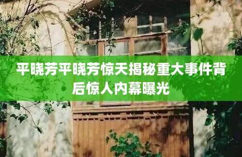 平晓芳平晓芳惊天揭秘重大事件背后惊人内幕曝光