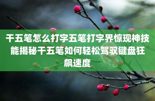 干五笔怎么打字五笔打字界惊现神技能揭秘干五笔如何轻松驾驭键盘狂飙速度