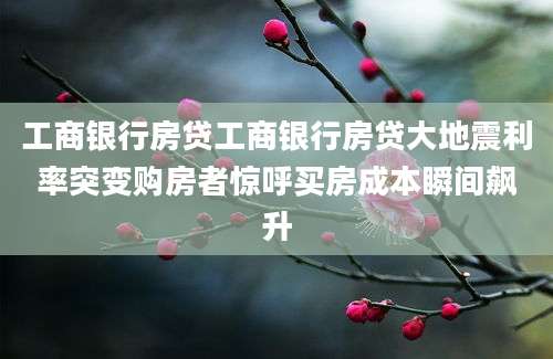 工商银行房贷工商银行房贷大地震利率突变购房者惊呼买房成本瞬间飙升